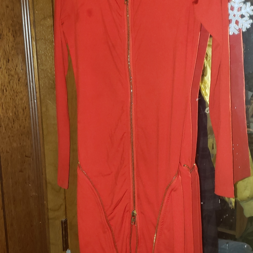 Red zippered dress